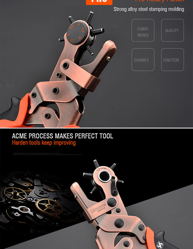Picture of Harden 10" Rotary Punch Belt Punch (Industrial) carbon steel (round hole Flat hole oval hole) 560714