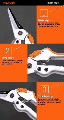 Picture of Harden 8" (200mm) Professional Garden Pruner - Forged of SK5 Steel, Comfortable TPR Handle, Large Spring & Plastic Lock, Anti-Touch Design - 630405