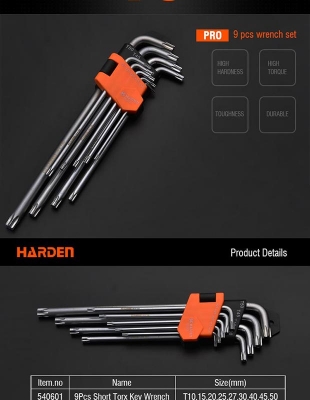 Picture of Harden 9 Piece Metric Medium Ball Key Wrench 540606 - Superb Quality