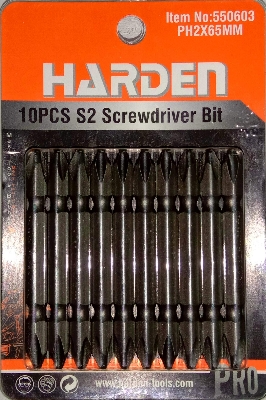 Picture of Harden Professional 10Pcs S2 Magnetic Plus Screwdriver Bit Set PH2 X 65MM - 550603