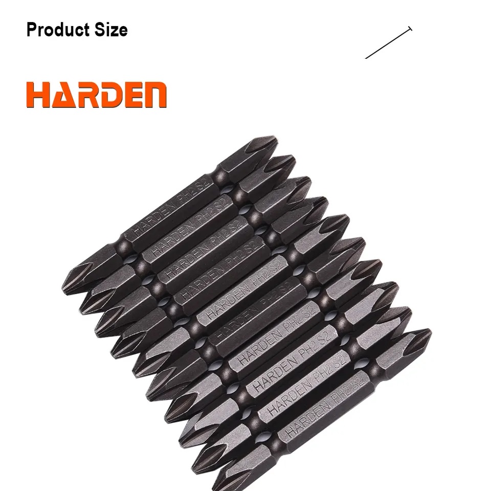 Picture of Harden Professional 10Pcs S2 Magnetic Plus Screwdriver Bit Set PH2 X 65MM - 550603