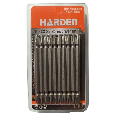 Picture of Harden Professional 10Pcs S2 Magnetic Plus Screwdriver Bit Set PH2 X 100MM - 550604.
