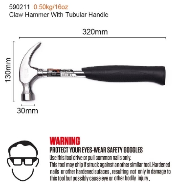 Picture of Harden 16oz  ( 500g ) Claw Hammer with Tubular Handle 590211