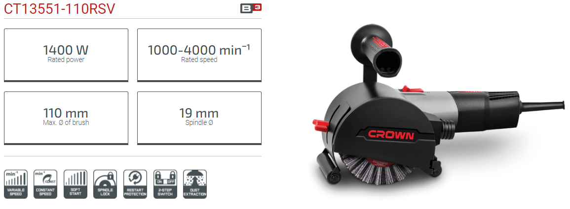 Picture of Crown 1400w Angle Polisher 100mm Model CT13551