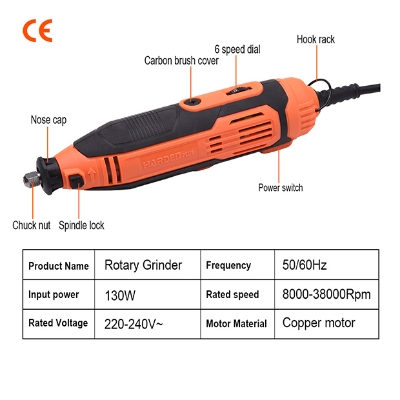 Picture of Harden 230W 211Pcs Rotary Grinder Set, Hand Power Small Mini Grinder Kit Portable Hobby Rotary Electric Grinder Tool Set 752912