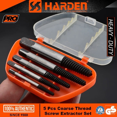 Picture of Harden 5Pcs Cr-Mo steel coarse wire broken wire extractor fine thread tap broken screw extractor set 610555