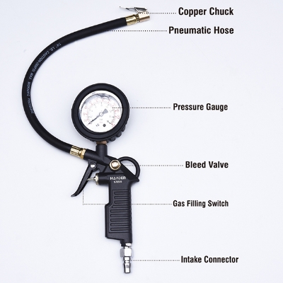 Picture of Harden Oil-immersed Tire Pressure Gauge 0 - 200psi, 150mm in Length Heavy Duty Digital Car Tire Inflator with Oil-Filled Pressure Gauge 670506