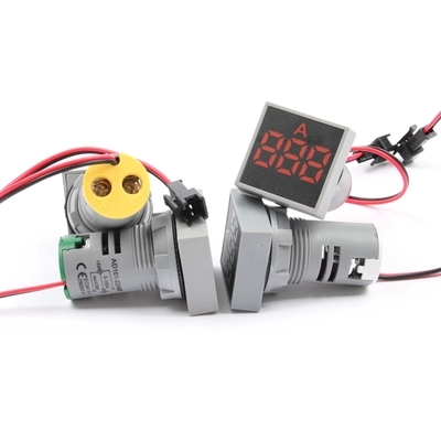 Picture of Ammeter 22.5mm Square Panel LED Digital Ampere Meter Current Meter Indicator Light With CT, 0-100A, Five available color