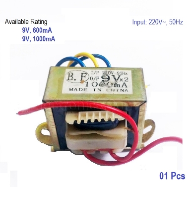Picture of Transformer 9V - 0- 9Volt, 300mA / 600mA / 1000mA Made in China