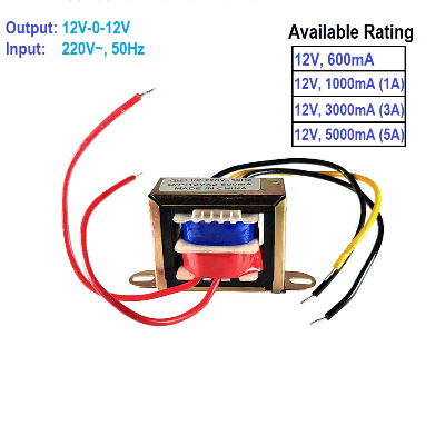 Picture of Transformer 12V - 0 12V, (600mA / 1A / 2A / 3A) Input AC 220V 50Hz For Power Supplies Adapters BF Made in China