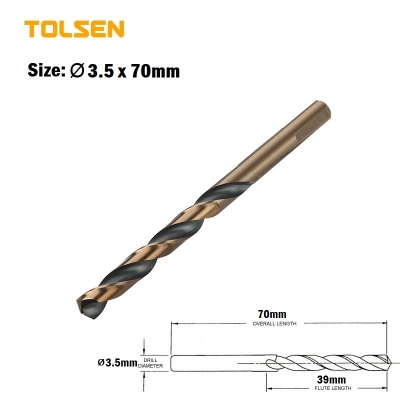 Picture of Tolsen 10pcs Black & Gold HSS Drill Bits ( 1 | 1.5 | 2 | 2.5| 3 |3.2 | 3.5 | 4 | 4.2 | 4.5 | 4.8 | 5 | 5.5 | 6mm) For Metal and Stainless Industrial Grade