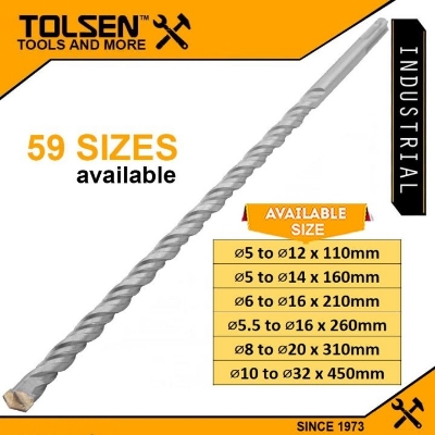 Picture of Tolsen SDS-Plus Hammer Drill Bits Metric (Ø6 to 30mm | L110 to 450mm) Industrial Grade