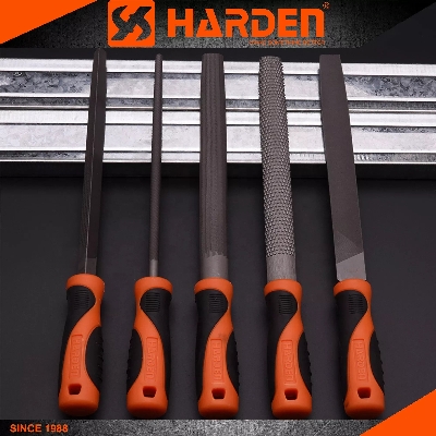 Picture of Harden 5Pcs file set 8" (200mm) with Rubber Grip ( Triangular, Square, Round, Half Round and Flat ) Files 610631
