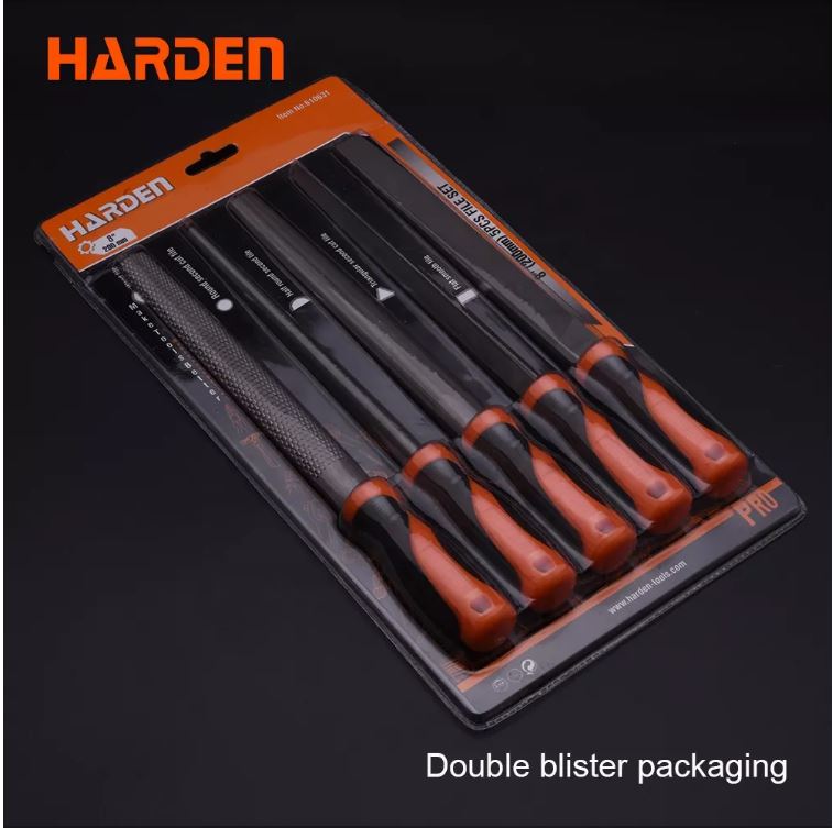 Picture of Harden 5Pcs file set 8" (200mm) with Rubber Grip ( Triangular, Square, Round, Half Round and Flat ) Files 610631
