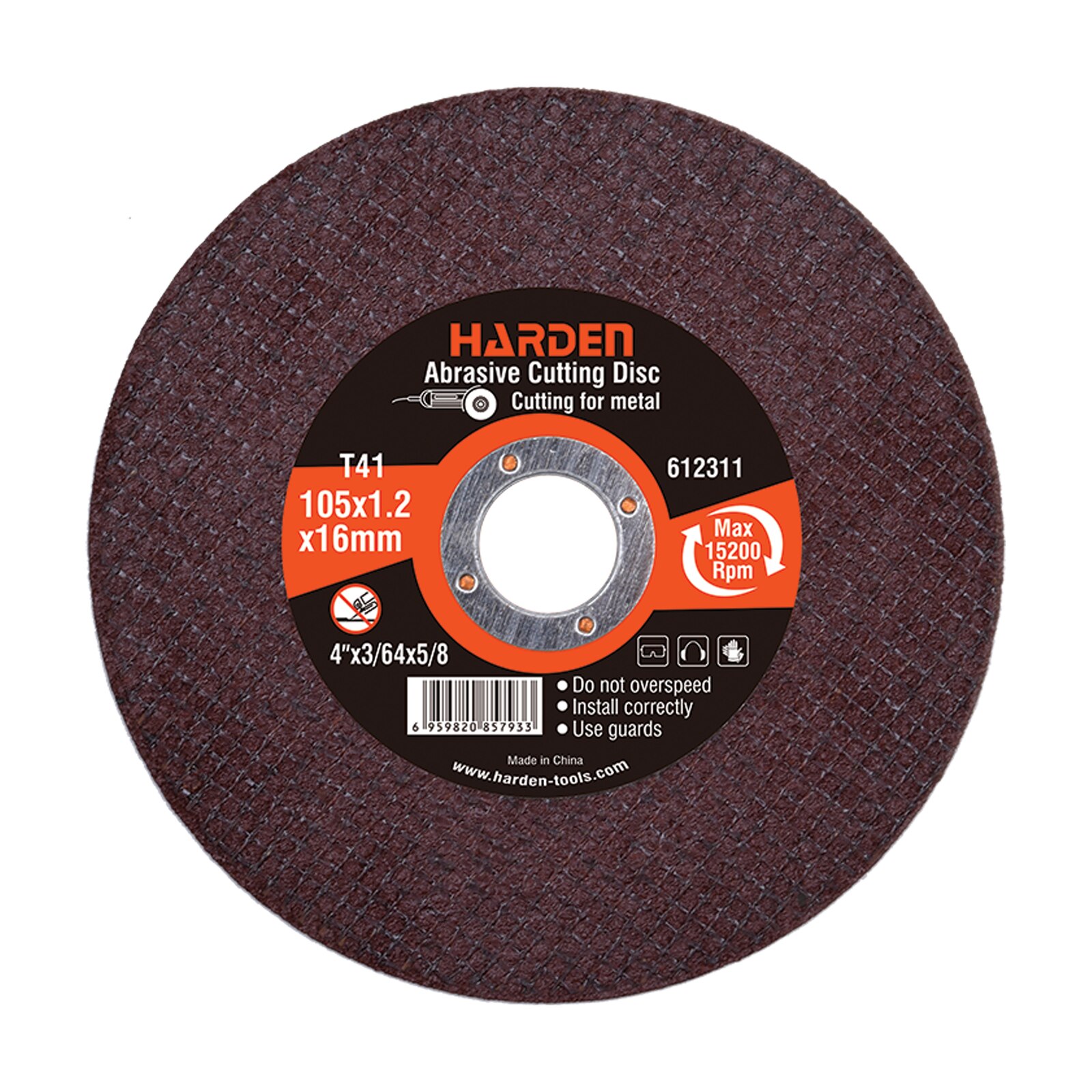 Picture of Harden 4" Abrasive Cutting Disc ( 105x1.2x16mm ) Max rpm 15200 Material Cutting Wheel for Angle Grinder Model: 612311