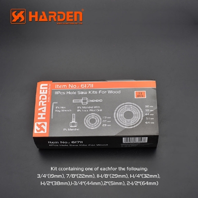 Picture of Harden 11Pcs Hole Saw Kits For Wood High Carbon Steel 610546