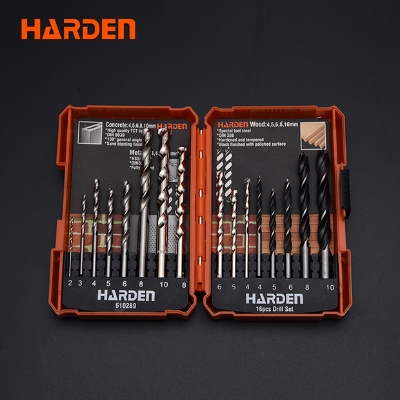 Picture of Harden 16 Pcs Drill Bit Set electric drill hammer drill bit set For Metal Wood Concrete Drilling 610289