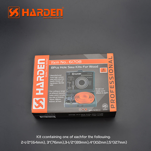 Picture of Harden 8Pcs Hole Saw Kits For Wood, High Carbon Steel Professional 610545