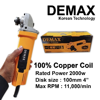Picture of Demax Angle Grinder 4” or 100mm Pure Copper Coil 2000W Powerful Motor Model DW801