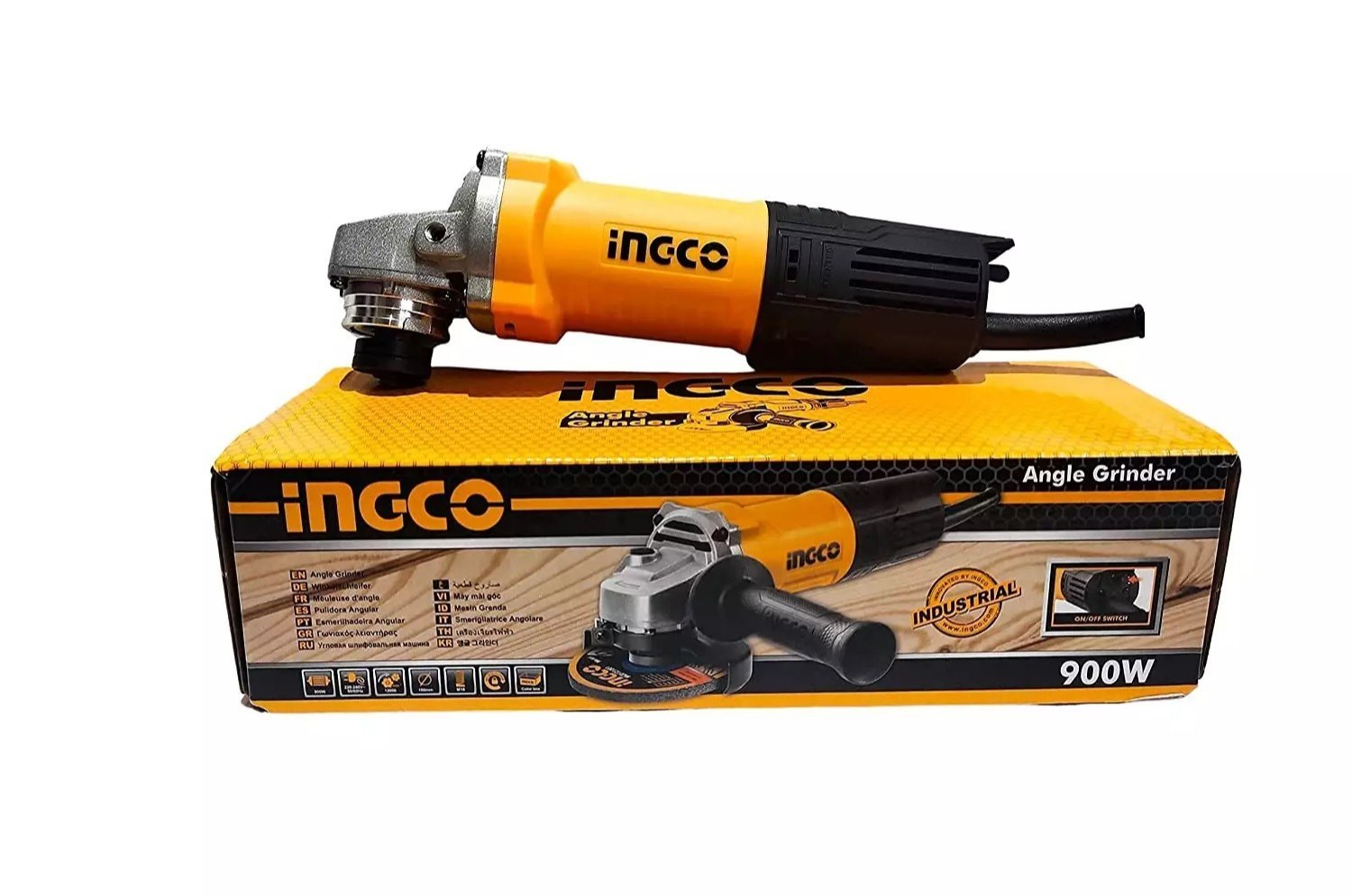 Picture of INGCO 900W Angle Grinder 4”100mm For Cutting, Grinding, Polishing, in Color Box Model AG900282