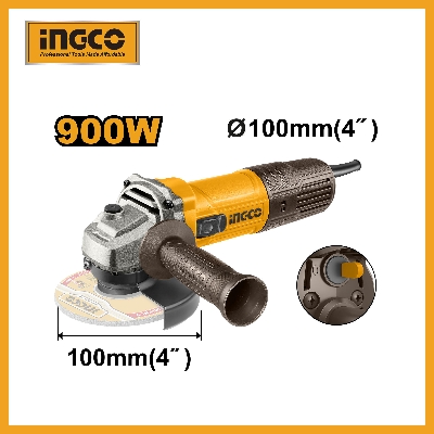 Picture of INGCO 900W Angle Grinder 4”100mm For Cutting, Grinding, Polishing, in Color Box Model AG900282