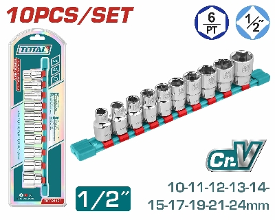 Picture of TOTAL 10pcs 10-24mm CR-V Socket Set Model THT121101