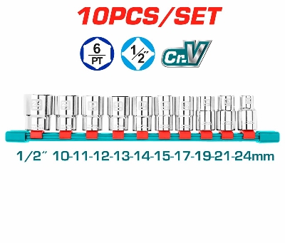 Picture of TOTAL 10pcs 10-24mm CR-V Socket Set Model THT121101