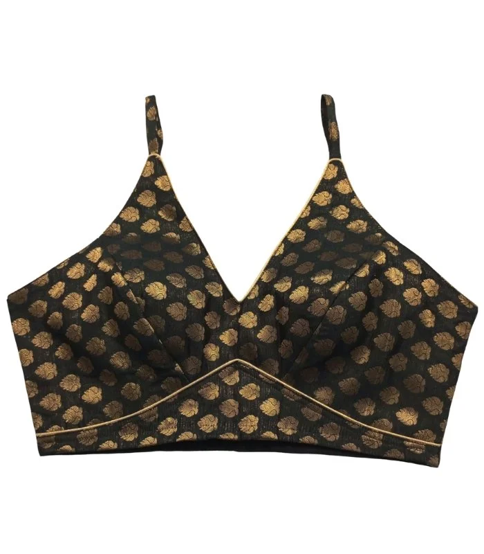 Picture of Black Color New Princess Katan Blouse For Women