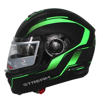 Picture of Gliders Stream D1 Full Face Dual Visor Helmet-Black Green