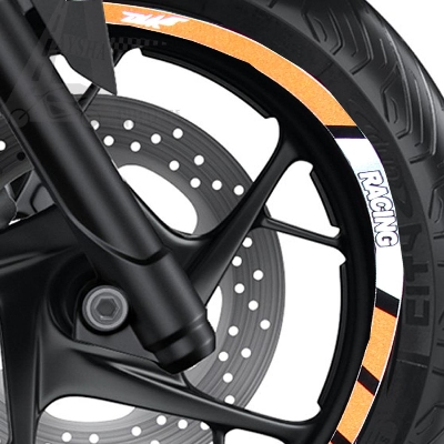Picture of Wheel Stickers Reflective Decals for Motorcycle Rim Tape Strips -Raing Orange