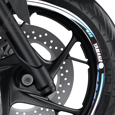 Picture of Wheel Stickers Reflective Decals for Motorcycle Rim Tape Strips -Yamaha  Black