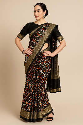 Picture of Stylish & Glorious Printed Silk Saree With Blouse Piece - MN-707