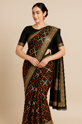 Picture of Stylish & Glorious Printed Silk Saree With Blouse Piece - MN-707