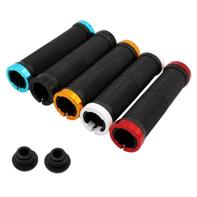 Picture of Bicycle Road Mountain Bike Handle Double Lock on Aluminium Alloy Bike Handlebar Hand Cover 1 Pair Handlebar Grips