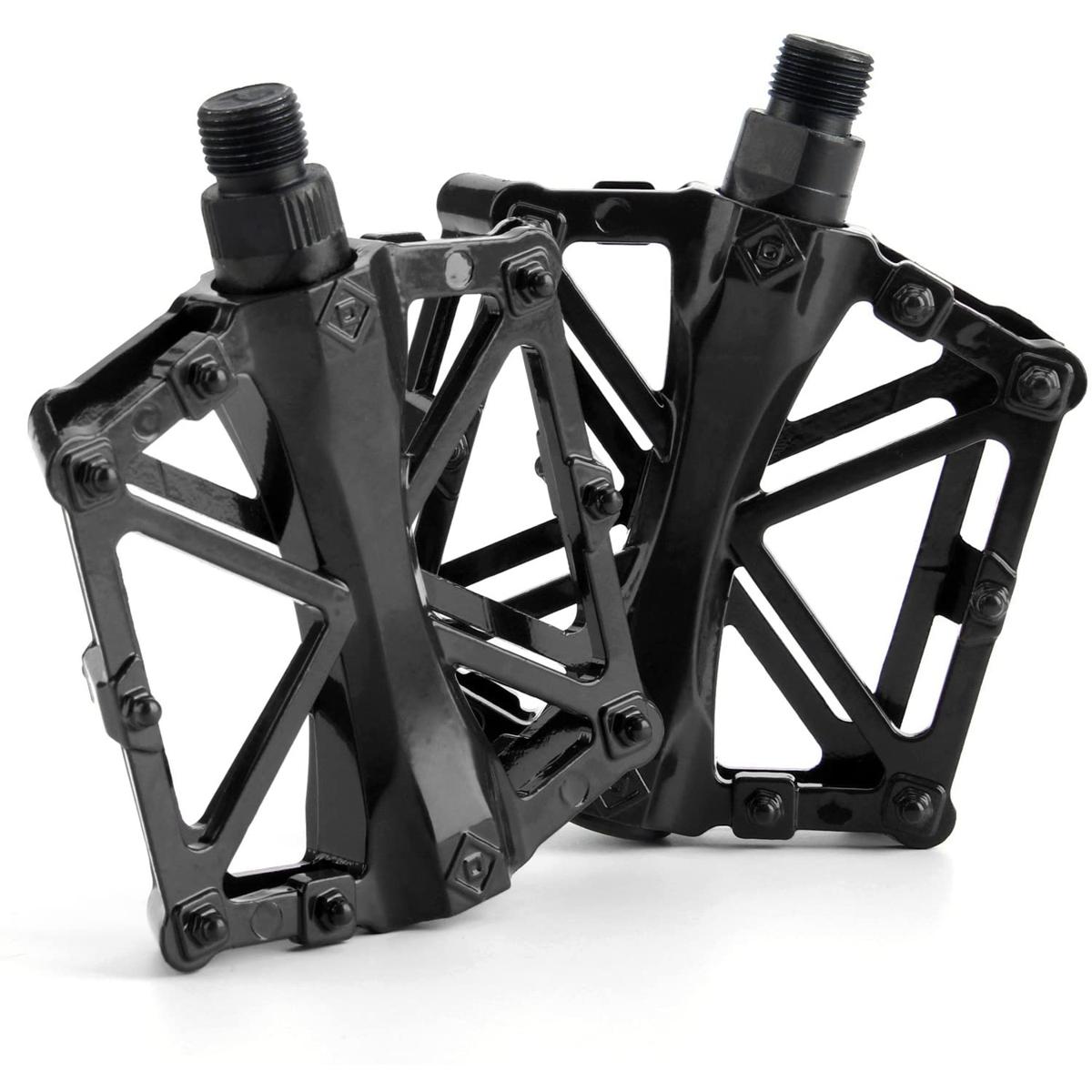Picture of Bicycle Aluminium Alloy Pedals Flat-Platform For Cycling Mountain MTB BMX Bike Bicycle Bearing 9/16 Inch Left & Right Black Bicycle Accessories