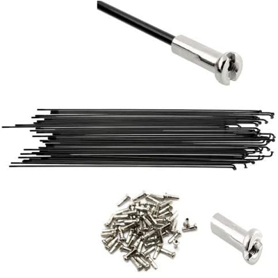Picture of Bike Spokes 26" Any Bicycle Stainless Steel Bicycle Spokes With Nipples 10 pcs Black