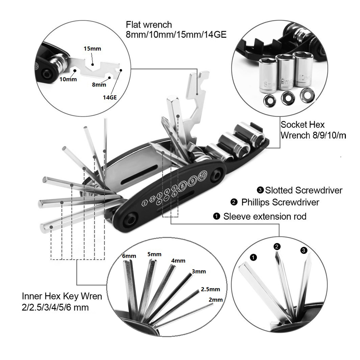 Picture of Bicycle Tools 16 in 1 Multi Function Bike  Bicycle, Mechanic Repair Tool Kit (made in Shanghai )