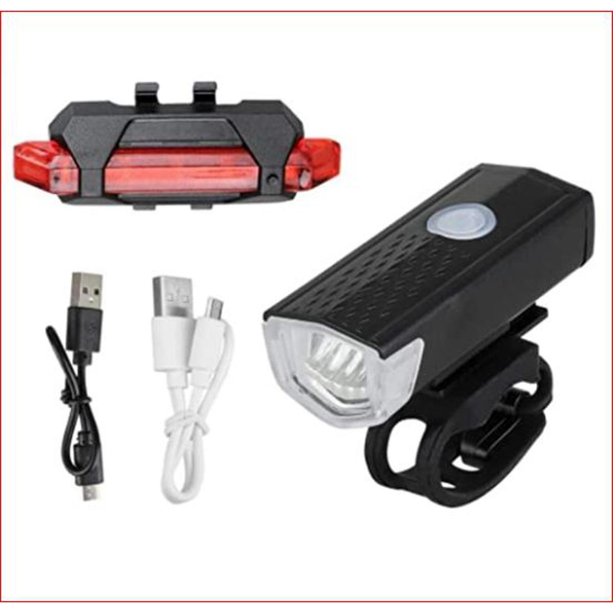 Picture of Combo of Bicycle LED USB Rechargeable Head Light and Tail Light bicycle Accessories 2 pcs