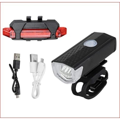 Picture of Combo of Bicycle LED USB Rechargeable Head Light and Tail Light bicycle Accessories 2 pcs