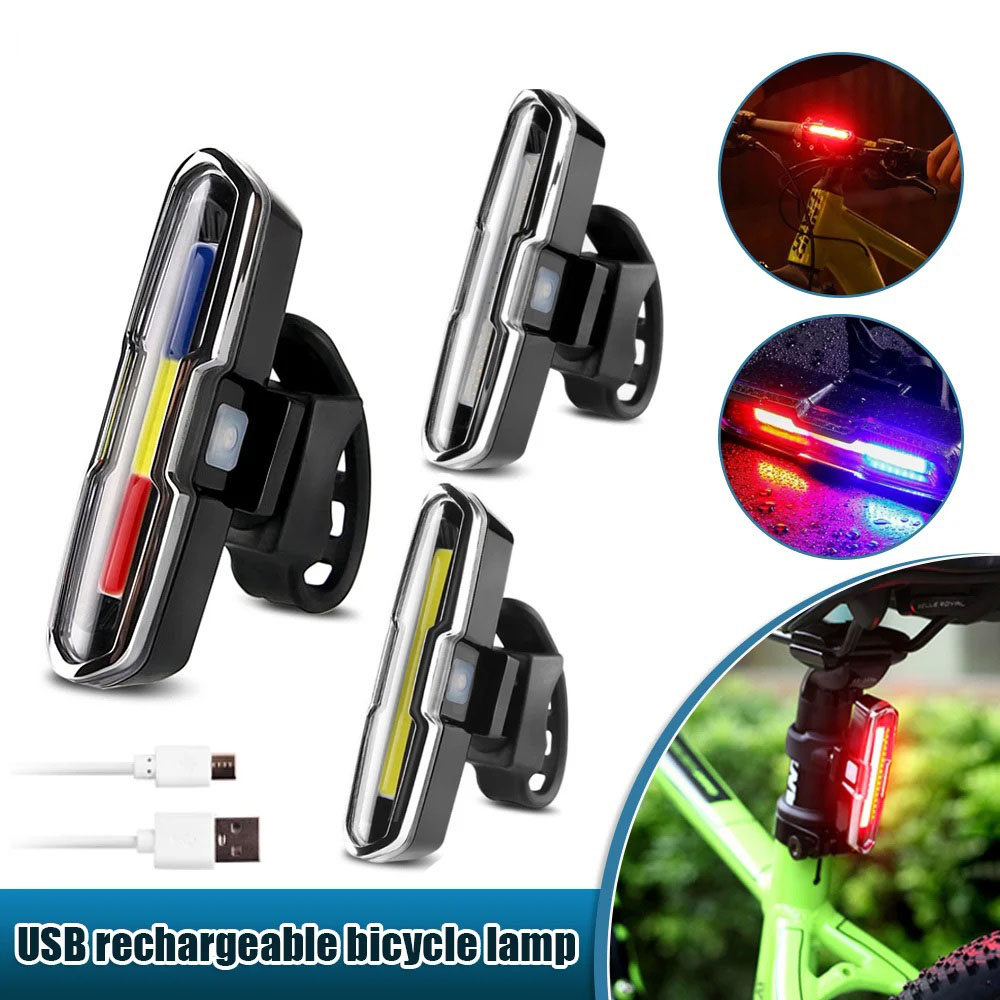Picture of Bicycle 5 Modes LED USB Rechargeable Sleek Design Tail Light with Multicolor Lights