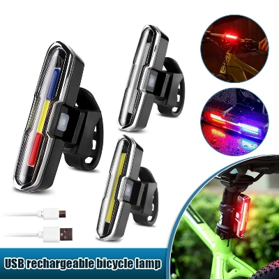 Picture of Bicycle 5 Modes LED USB Rechargeable Sleek Design Tail Light with Multicolor Lights