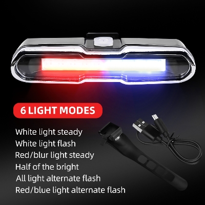 Picture of Bicycle 5 Modes LED USB Rechargeable Sleek Design Tail Light with Multicolor Lights