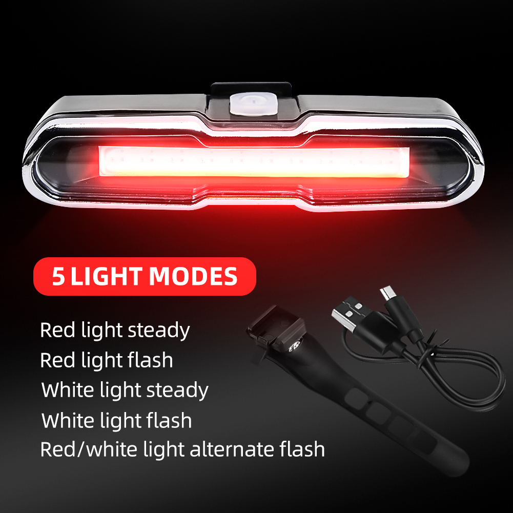 Picture of Bicycle 5 Modes LED USB Rechargeable Sleek Design Tail Light with Multicolor Lights