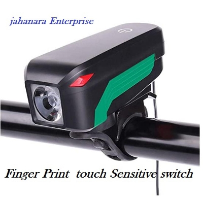 Picture of Bicycle Horn Light Waterproof Finger Print Touch Usb Charging Front Handlebar Alarm Warning Safety T6 Front Lights - Cycle Accessories