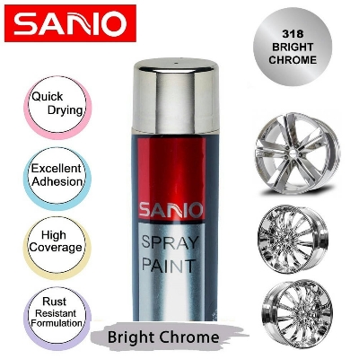 Picture of Sanvo Spray Paint (318 Bright Chrome) Metallic Bright Chrome Color Aerosol Spray Paint