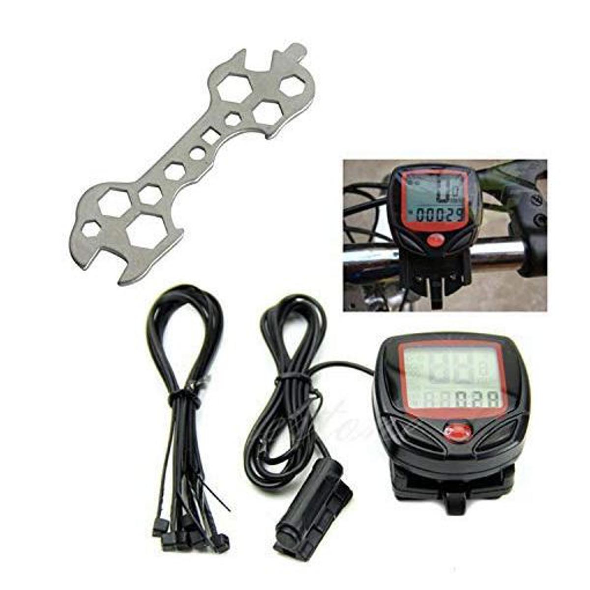 Picture of TOOL + Bicycle Cycle Computer Cyclometer Speedometer 15 Functions Combo Offer