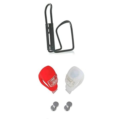 Picture of Aluminium Cycle Water Bottle CAGE OR Stand with 2 PCS ANTISMOG Flickering Light. Combo Offer