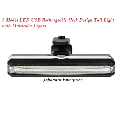 Picture of Bicycle 5 Modes LED USB Rechargeable Sleek Design Tail Light with Multicolor Lights