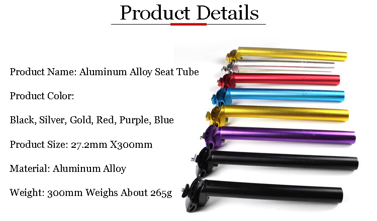 Picture of Aluminum Alloy Bike Seatpost 27.2  Lengthened Seat Posts Tube Extra Long Seat Post for MTB Mountain Road Bicycle (Black)