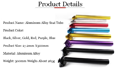 Picture of Aluminum Alloy Bike Seatpost 27.2  Lengthened Seat Posts Tube Extra Long Seat Post for MTB Mountain Road Bicycle (Black)